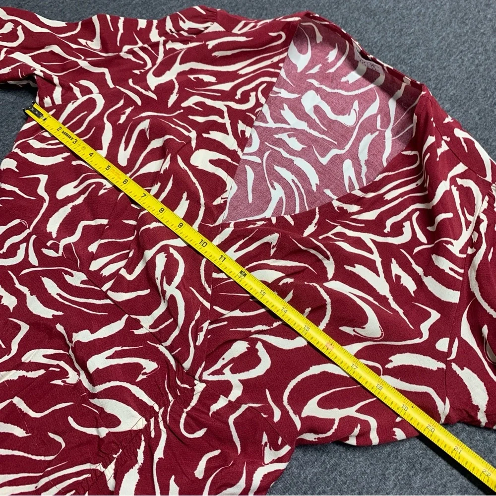 ANNA KAY Paris Marviny Red Cream Abstract Wrap Midi Dress Size L - Picture 7 of 10